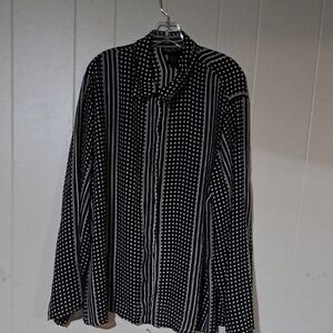 Ashley Stewart Black and White Striped Blouse